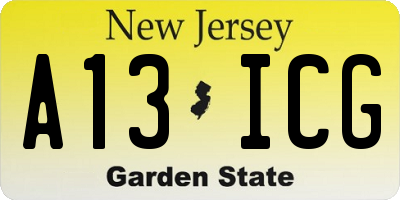 NJ license plate A13ICG