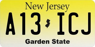 NJ license plate A13ICJ
