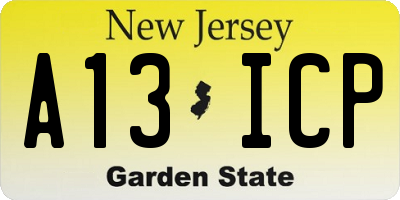 NJ license plate A13ICP