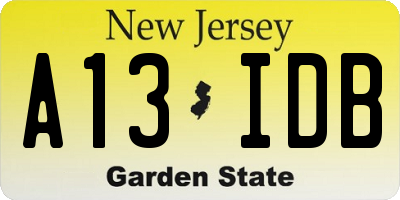 NJ license plate A13IDB