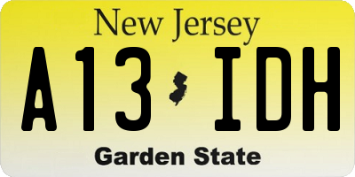 NJ license plate A13IDH