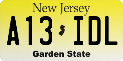 NJ license plate A13IDL
