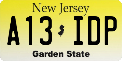 NJ license plate A13IDP