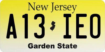 NJ license plate A13IEO