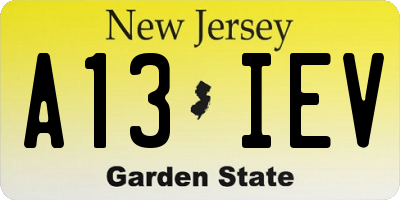 NJ license plate A13IEV