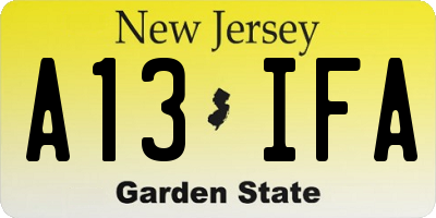 NJ license plate A13IFA
