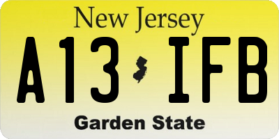 NJ license plate A13IFB