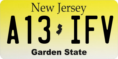 NJ license plate A13IFV