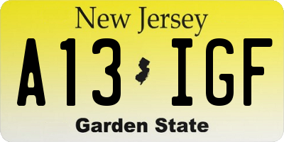 NJ license plate A13IGF