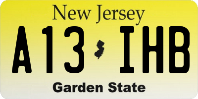 NJ license plate A13IHB