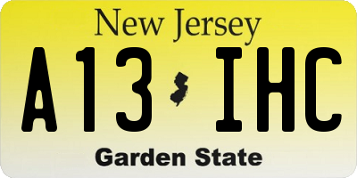 NJ license plate A13IHC