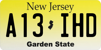 NJ license plate A13IHD