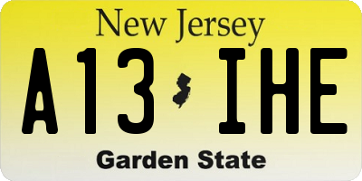 NJ license plate A13IHE