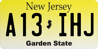 NJ license plate A13IHJ