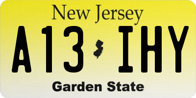 NJ license plate A13IHY