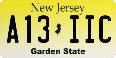 NJ license plate A13IIC