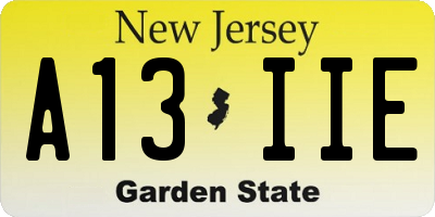 NJ license plate A13IIE