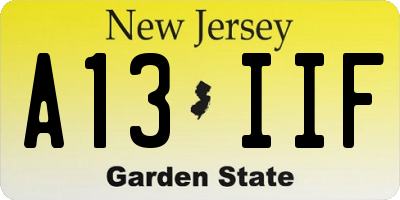 NJ license plate A13IIF