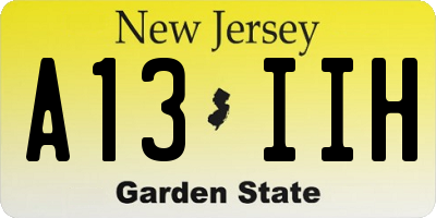 NJ license plate A13IIH
