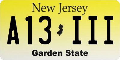 NJ license plate A13III