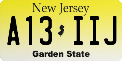 NJ license plate A13IIJ