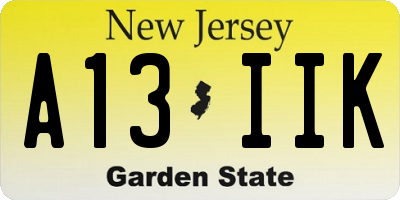 NJ license plate A13IIK