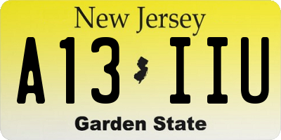NJ license plate A13IIU