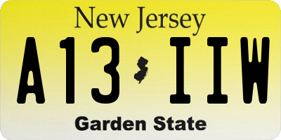 NJ license plate A13IIW