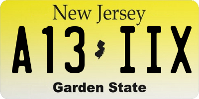 NJ license plate A13IIX