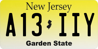 NJ license plate A13IIY