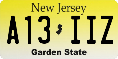NJ license plate A13IIZ