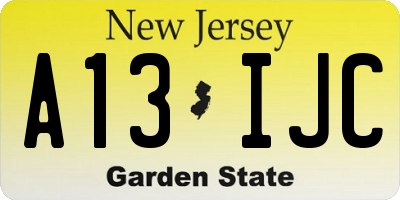 NJ license plate A13IJC