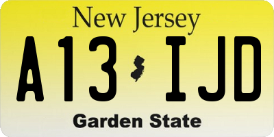 NJ license plate A13IJD