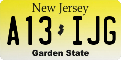 NJ license plate A13IJG