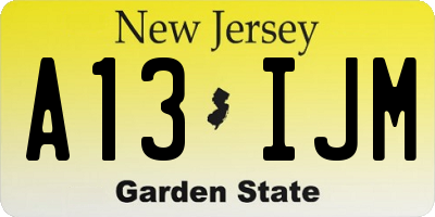 NJ license plate A13IJM