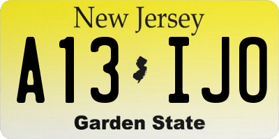 NJ license plate A13IJO