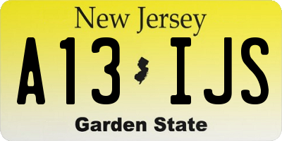NJ license plate A13IJS