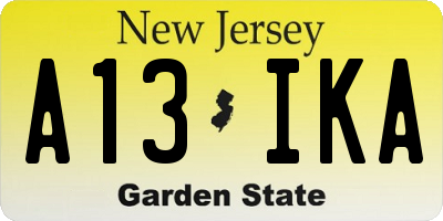 NJ license plate A13IKA