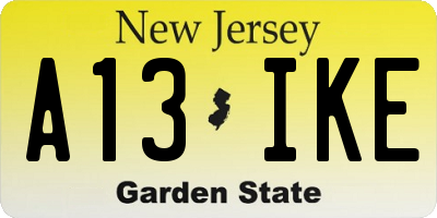 NJ license plate A13IKE