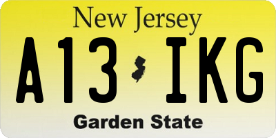 NJ license plate A13IKG