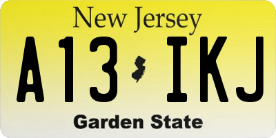 NJ license plate A13IKJ