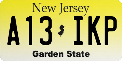 NJ license plate A13IKP