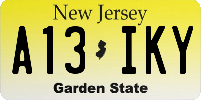 NJ license plate A13IKY