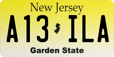 NJ license plate A13ILA