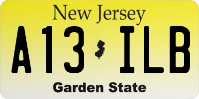 NJ license plate A13ILB