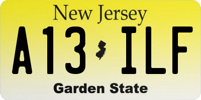 NJ license plate A13ILF