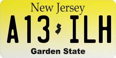 NJ license plate A13ILH