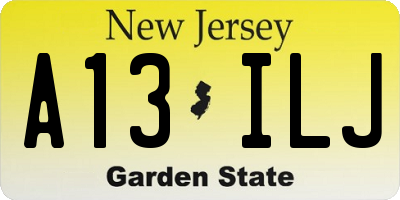 NJ license plate A13ILJ