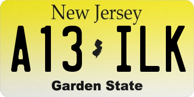 NJ license plate A13ILK