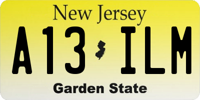 NJ license plate A13ILM